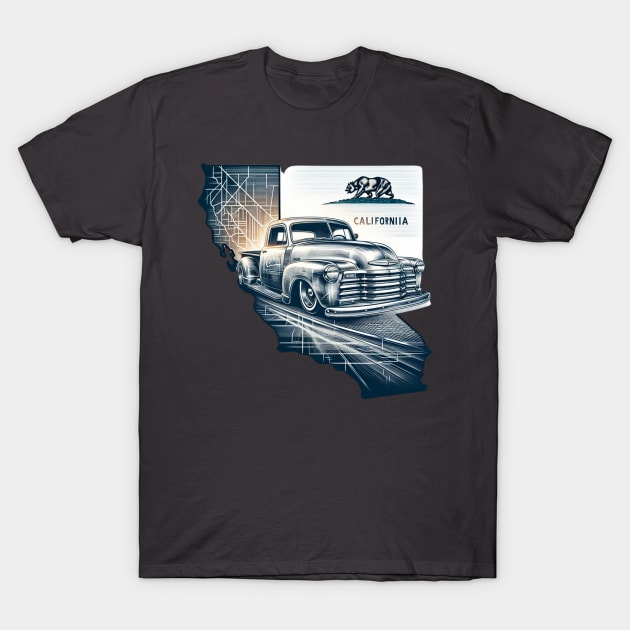 California & Chevy 3100 Lowrider Double Exposure design T-Shirt by Spearhead Ink